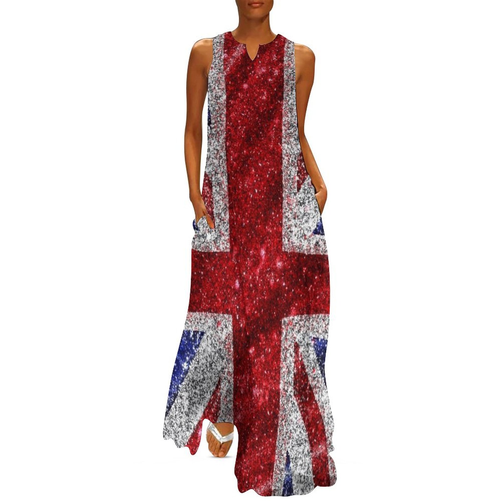 Womens Summer Clothing Uk - Vestido largo con lentejuelas de imitación