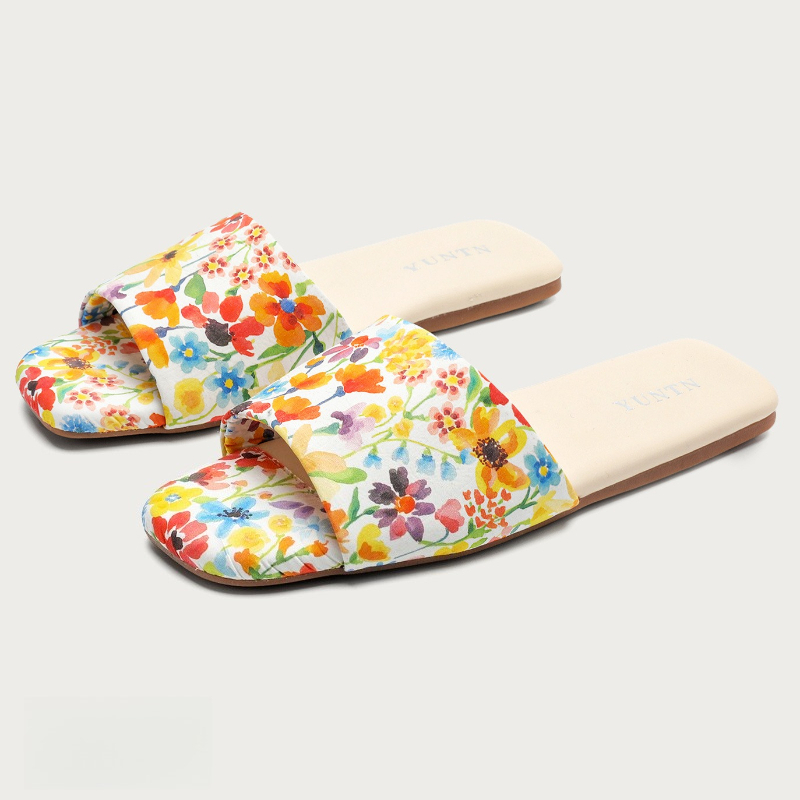 Summer Cloth - Pantuflas Planas Estampadas Coloridas Estilo Chino
