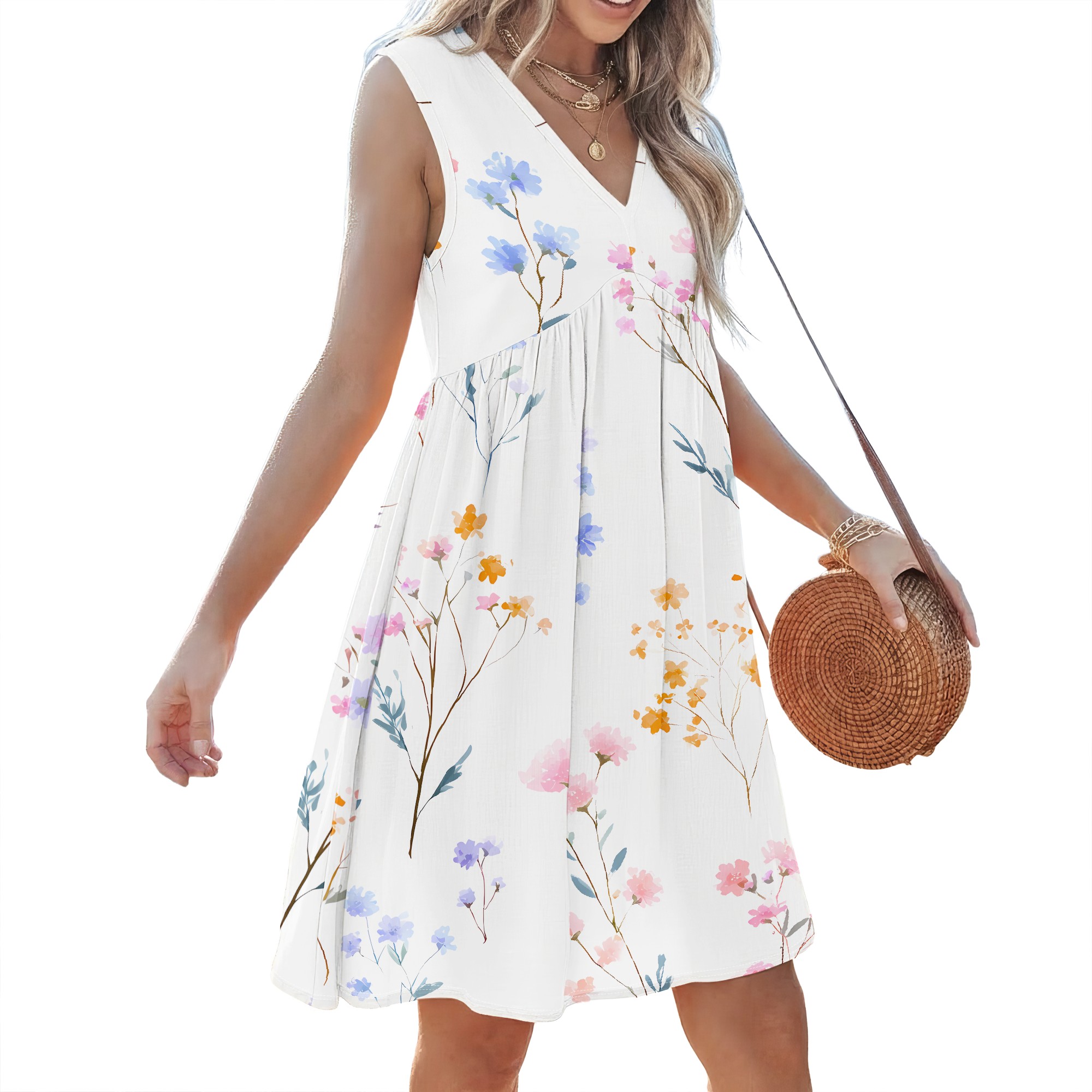 Vestido sin mangas con estampa - Sundress Midi Floral reseña y precio