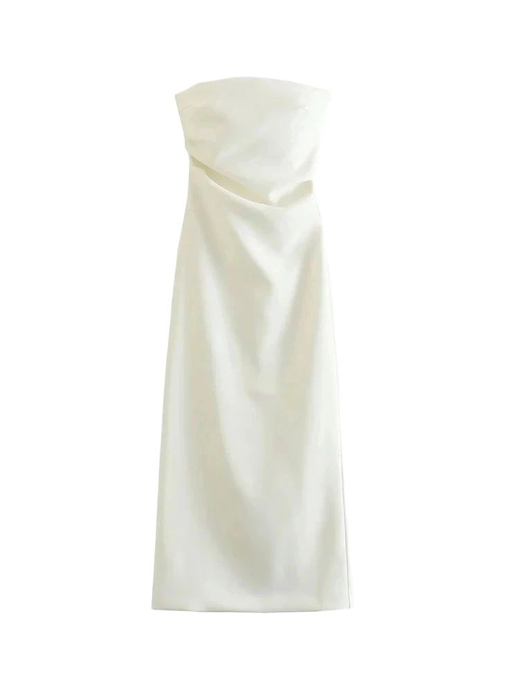 Vestido Midi sin tirantes a la - Summer Clothing Zara reseña y precio