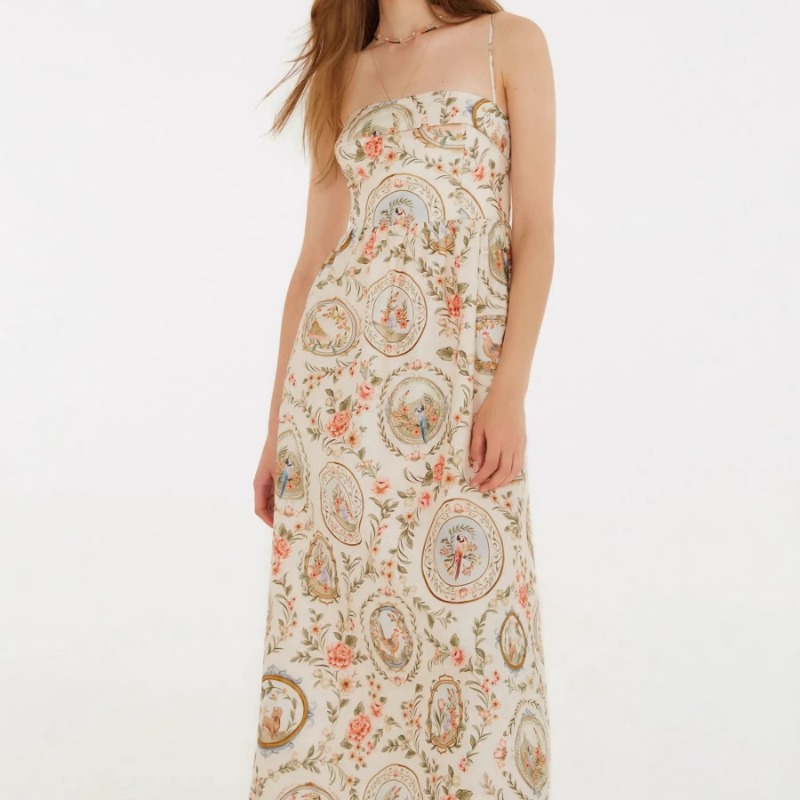 Vestido Midi con Tirantes Fino - Sundress Midi Floral reseña y precio