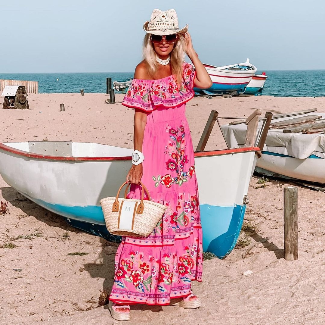 Vestido largo con estampado de - Summer Clothing Zara reseña y precio