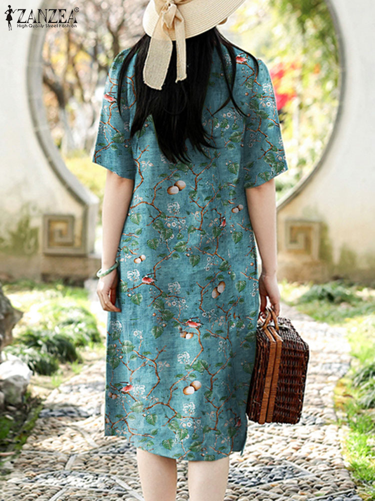 ZANZEA-vestido Floral Vintage  - Sundress Midi Floral reseña y precio