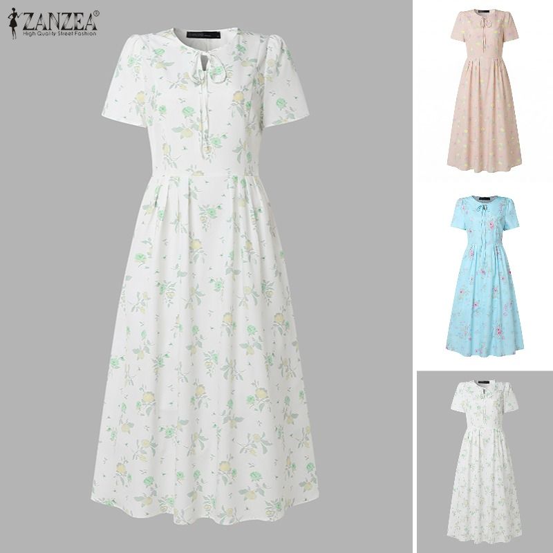 ZANZEA-vestido veraniego de pl - Sundress Midi Floral reseña y precio