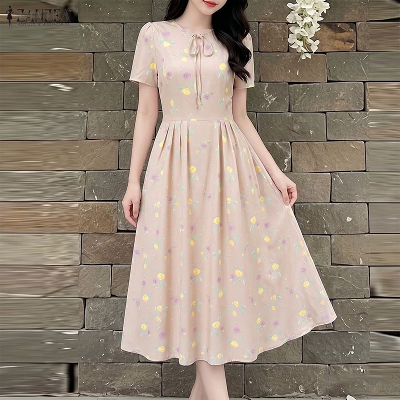 ZANZEA-vestido veraniego de pl - Sundress Midi Floral reseña y precio