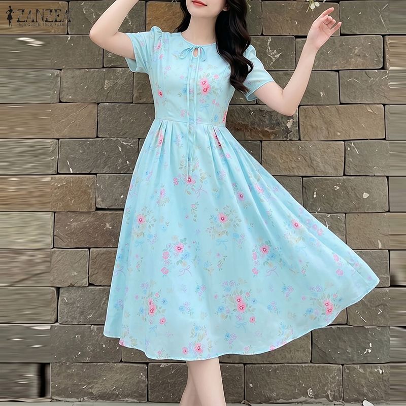 ZANZEA-vestido veraniego de pl - Sundress Midi Floral reseña y precio
